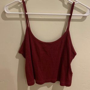 Topshop Ribbed Maroon Tank